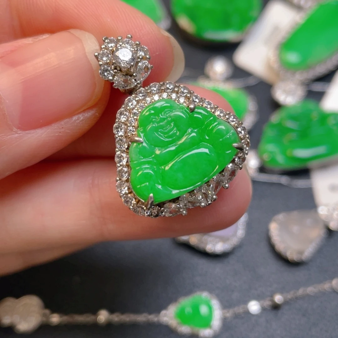 翡翠银S925镶嵌吊坠(不含链)