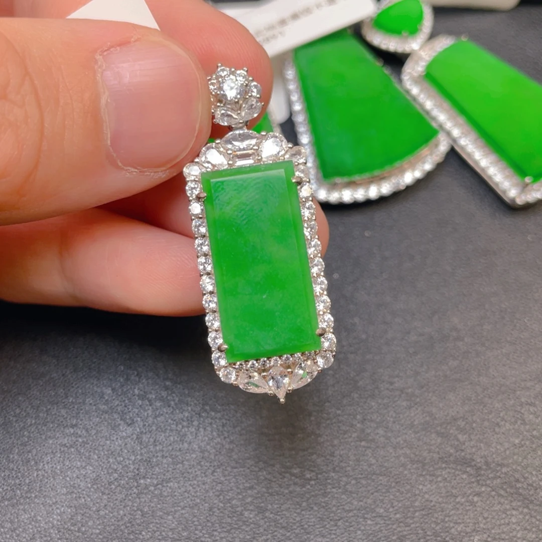 翡翠银S925镶嵌吊坠(不含链)