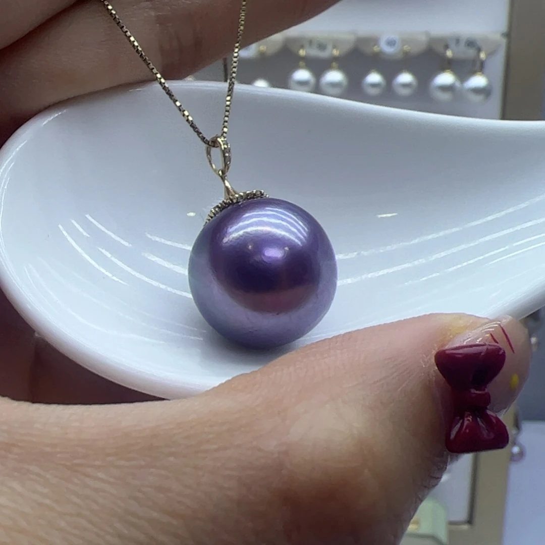 淡水珍珠吊坠(赠链)18K金镶嵌