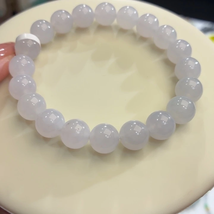 翡翠未镶嵌手链冰胶浅紫卡9.8