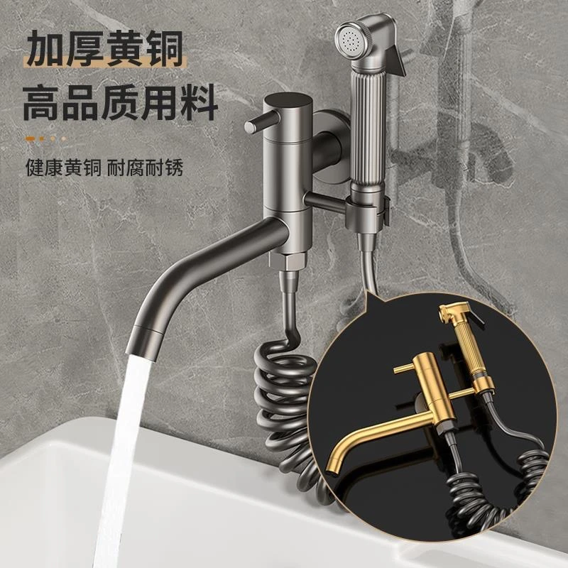 全铜体拖把池阳台专用入墙二合一水龙头墩布卫生间清洁加长喷枪