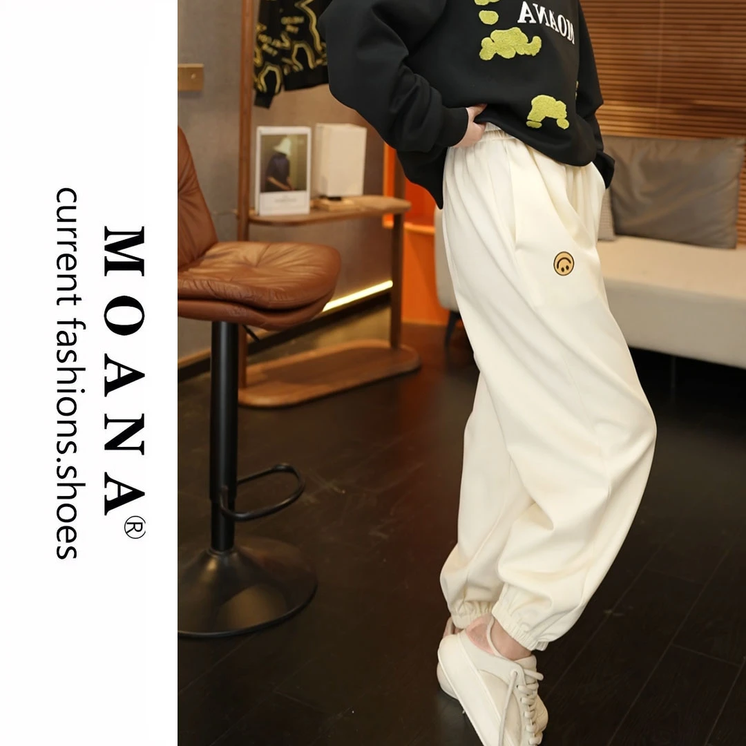【MOANA】2025秋季潮搭纯色女裤时尚休闲百搭薄款宽松裤抽绳