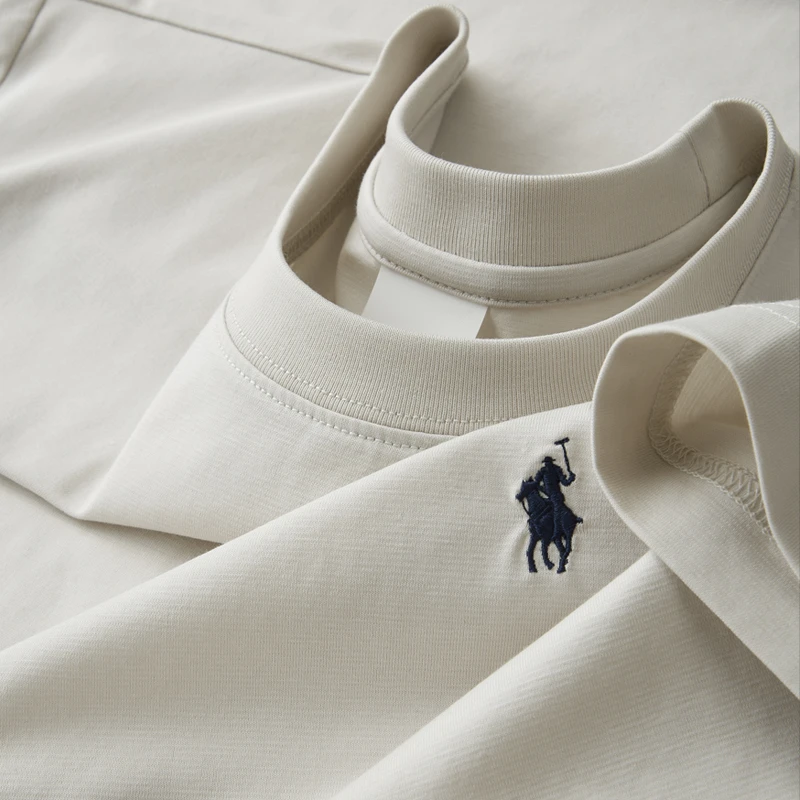 欧洲站短袖T恤男士夏季2025新款潮牌刺绣冰感棉休闲圆领半袖上衣