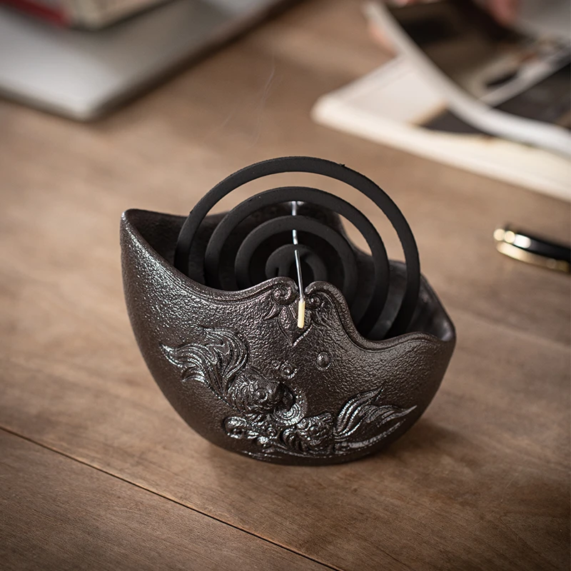 中式陶瓷大号蚊香炉创意防火安全蚊香盘托室内蚊香架香薰炉摆件