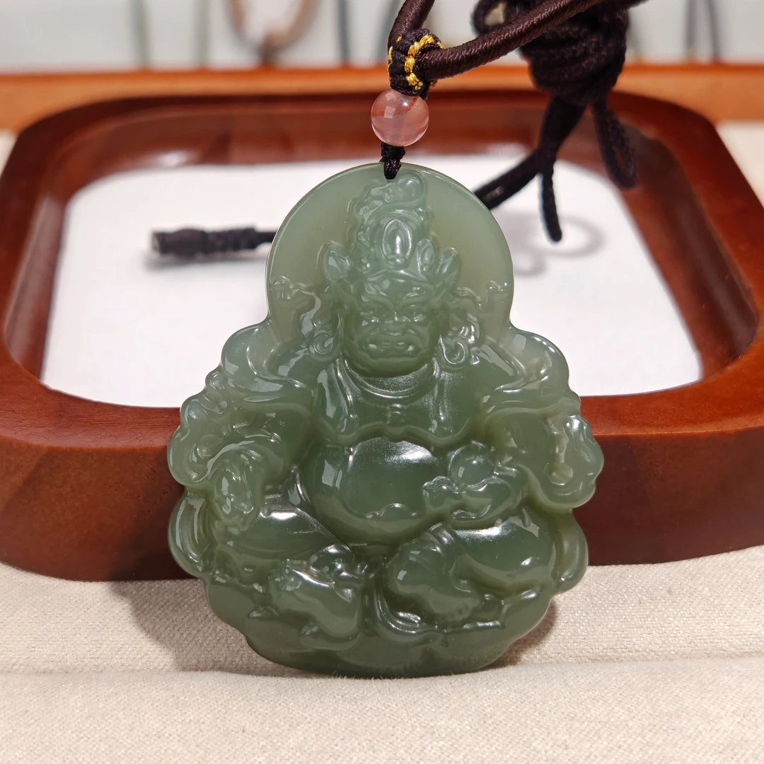 天然和田玉青黄口黄财神温润细腻珠宝玉石挂件