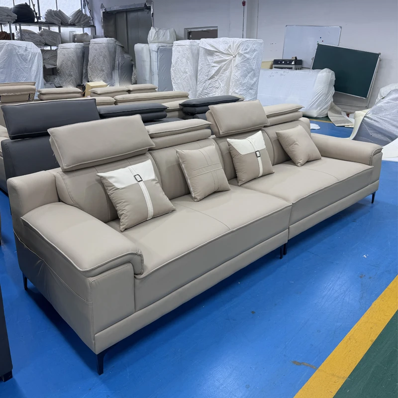 【定制专拍3】爆款新款格真皮直排一字型沙发现代简约客厅皮沙发