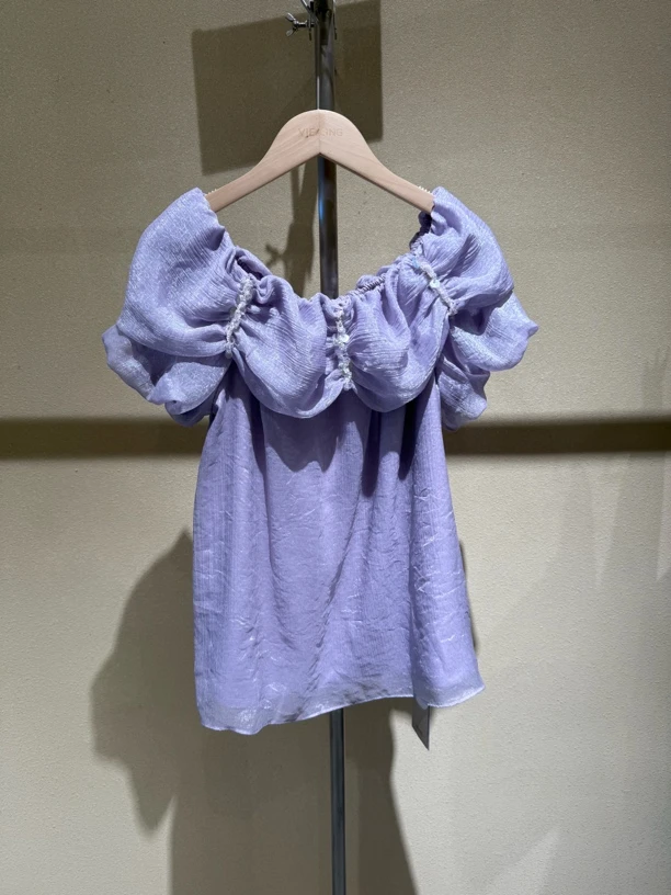 薇迎VIEA.ING女装一字肩亮片装饰小衫411212