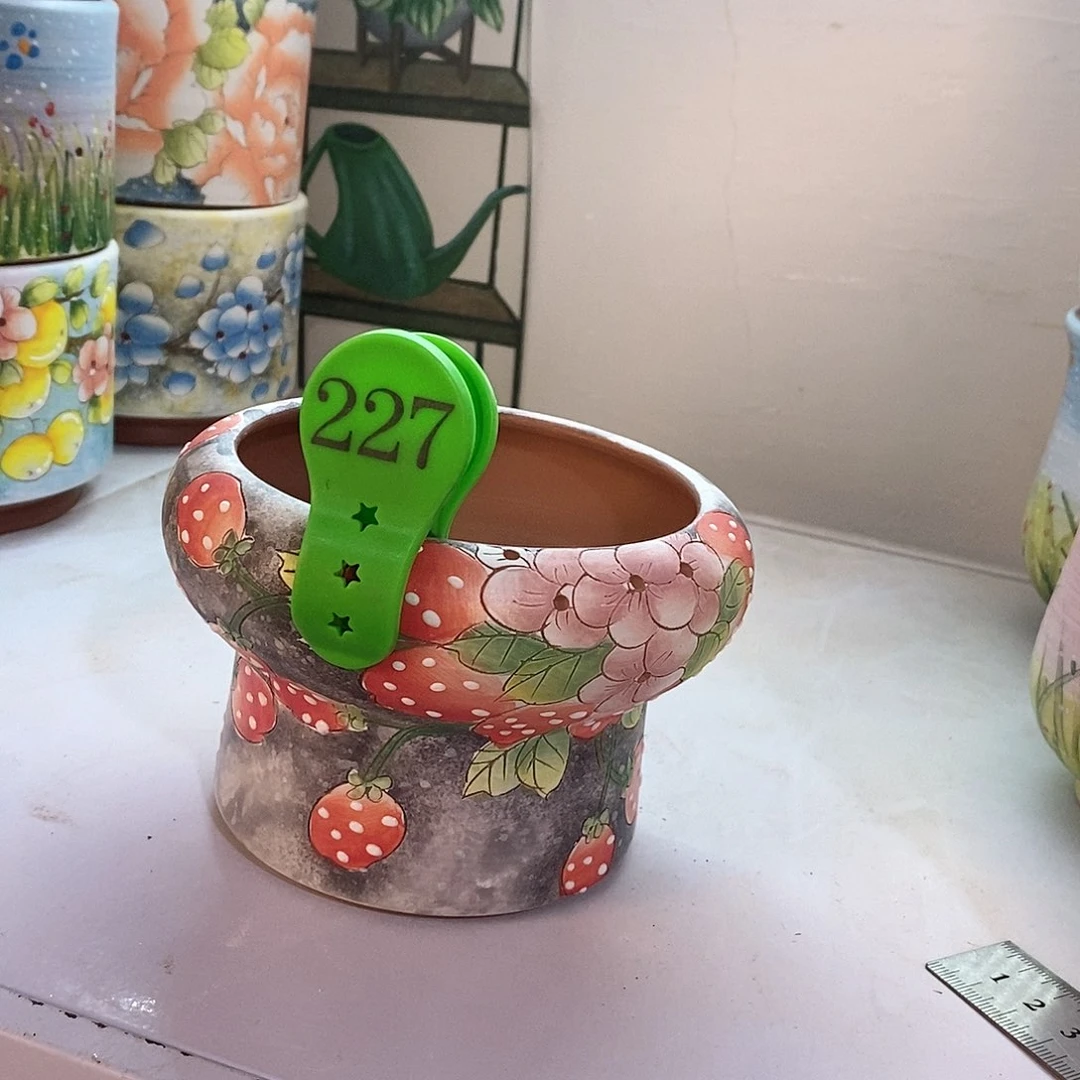 紫砂花盆美**量红陶手绘花盆