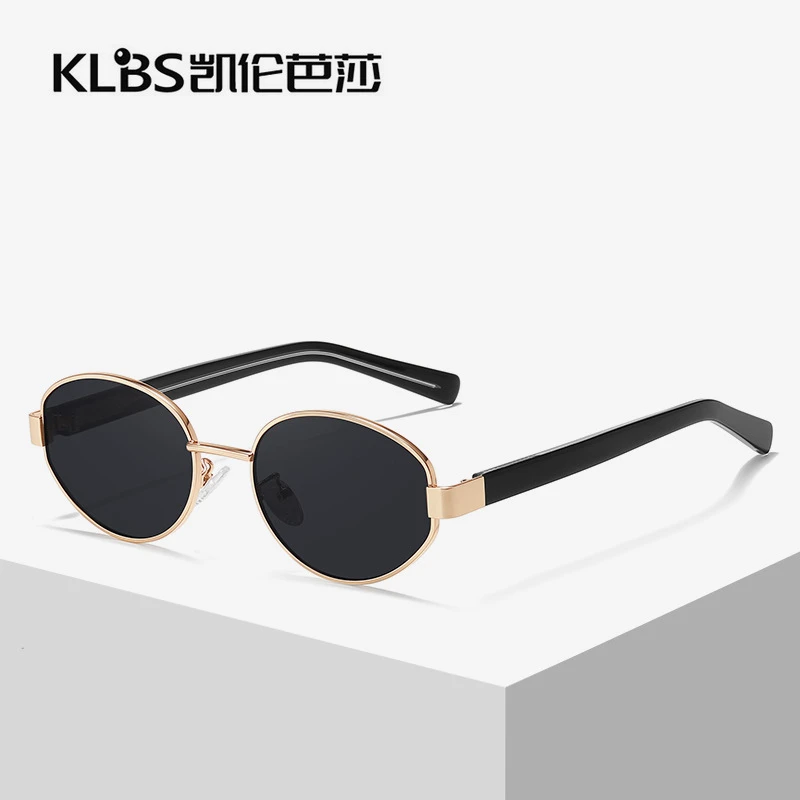 时尚小框尼龙片眼镜 金属边框板材腿街拍穿搭墨镜遮阳太阳镜男女