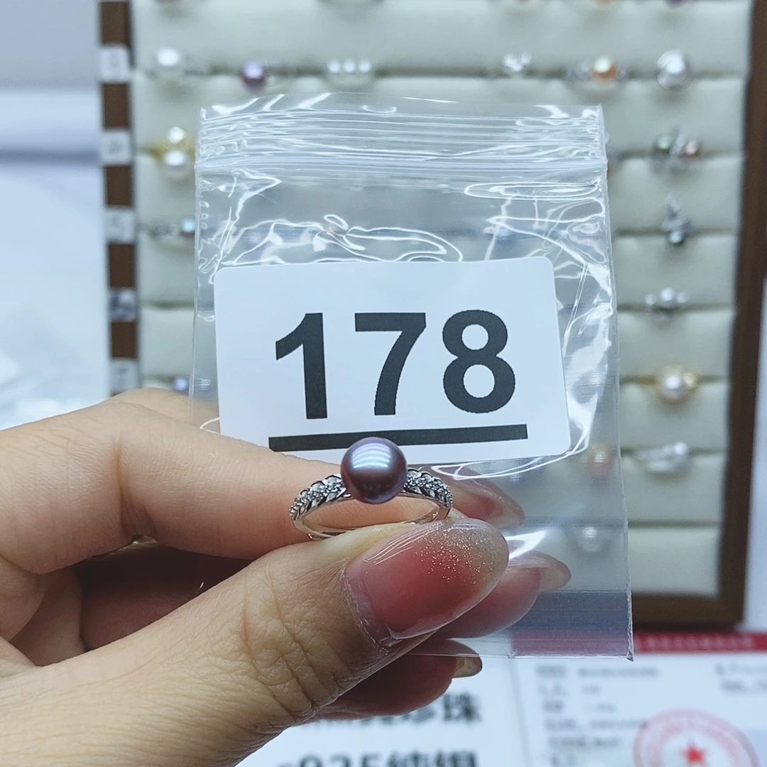 淡水珍珠戒指银S925镶嵌178