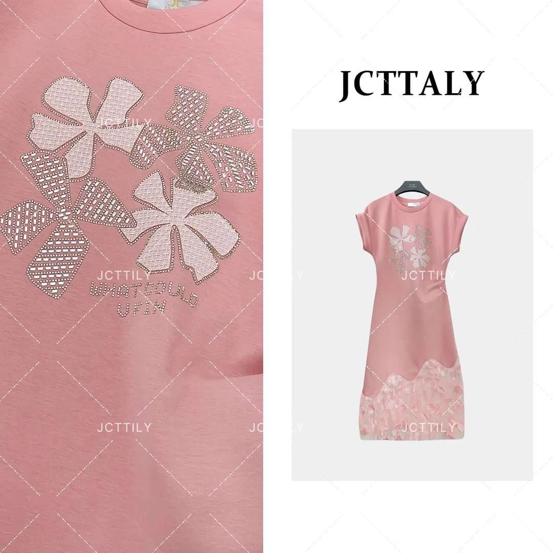 【linda】【42】粉色T恤连衣裙女夏季绝美法式小众休闲裙子JC-A2950