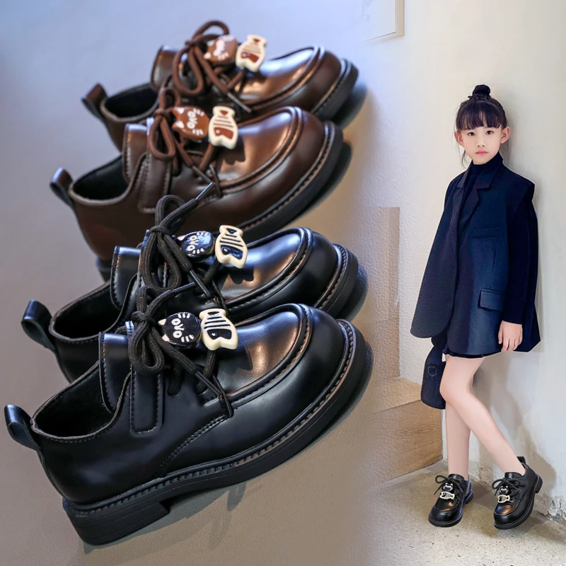 ABC 女童皮鞋2025新款秋季儿童时尚软底防水小皮鞋童鞋韩版英伦风
