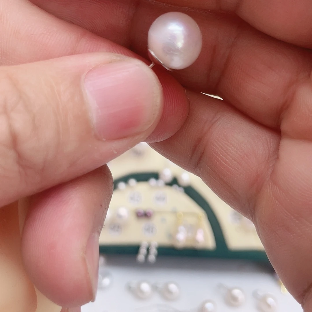 唯***愿银S925镶嵌淡水珍珠耳饰