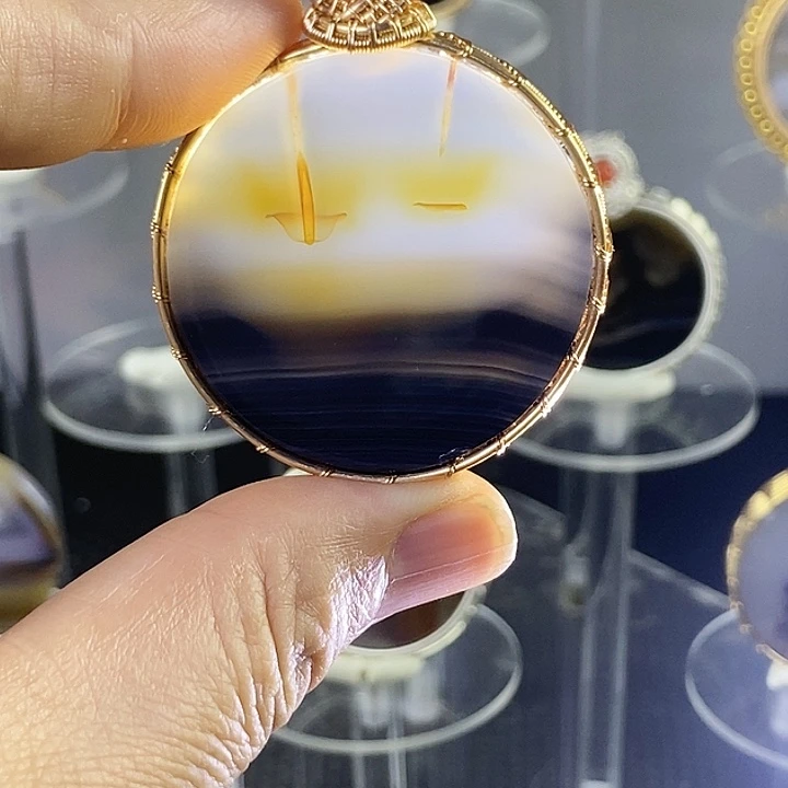 合成碳硅石非金属时尚图纹画面石饰品