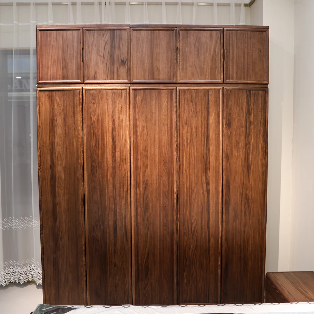 （大利家具）JHSJ-802五门衣柜黑檀木新中式衣柜大空间储物