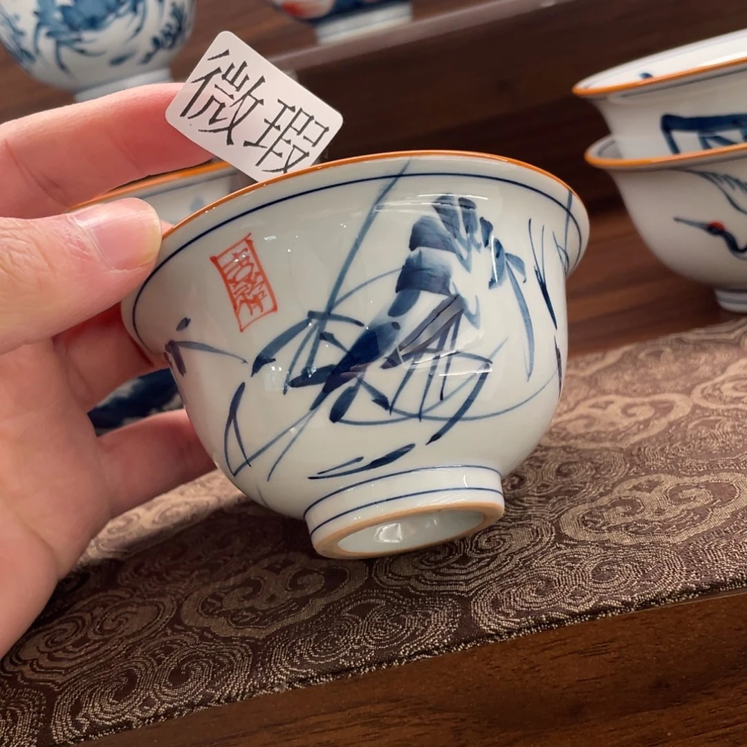 釉下手绘茶具微瑕