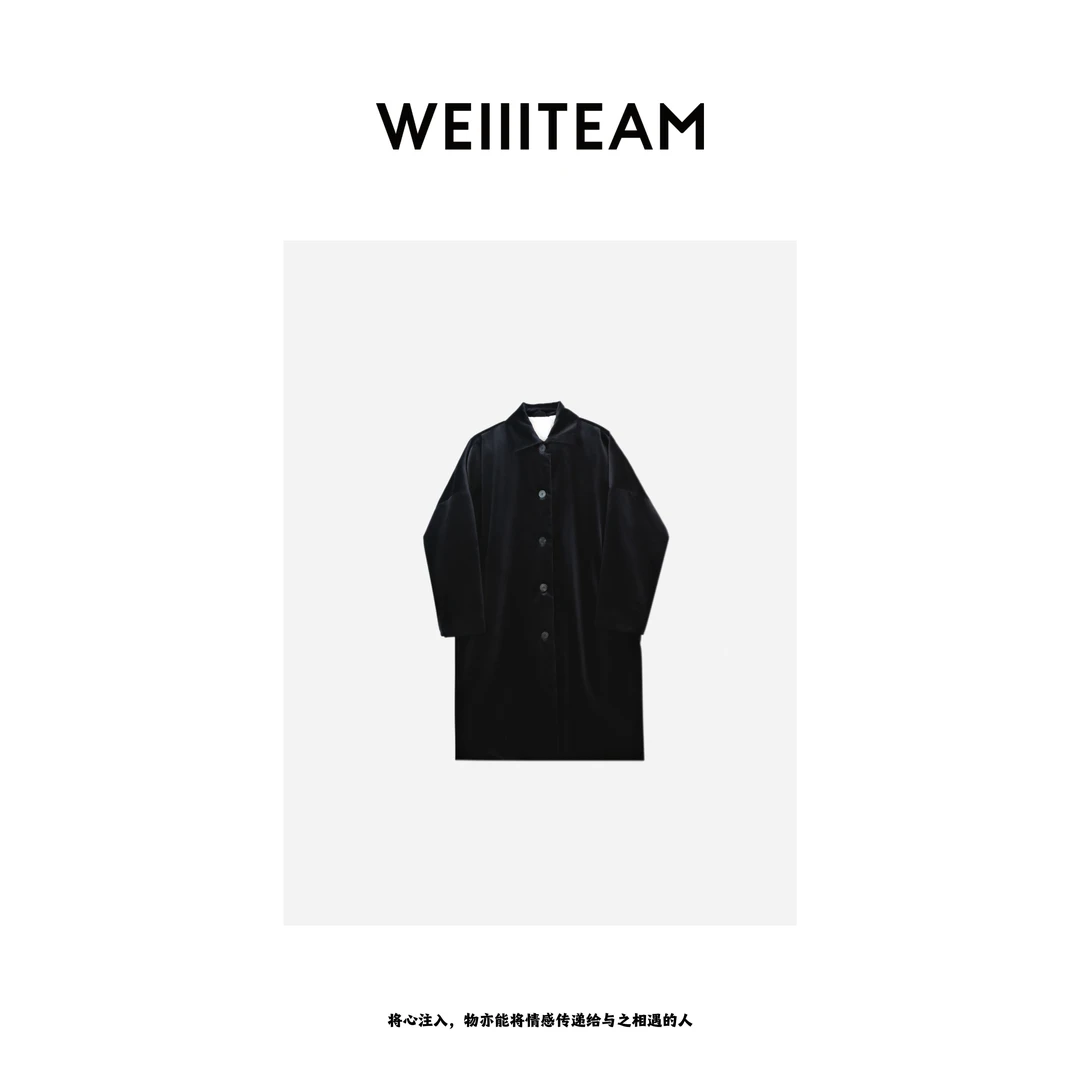 WEIIITEAM  “暗里流光”长款丝绒大衣   6A89