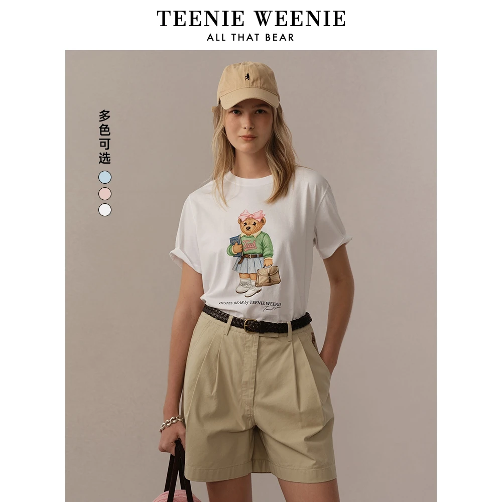 TeenieWeenie小熊女T恤25休闲运动潮流印花宽松短袖女TTRW256534I