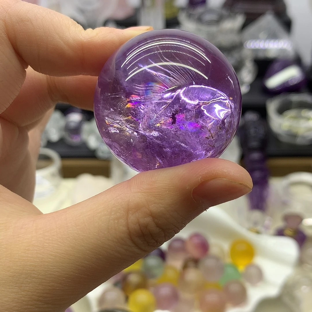 水晶珠宝半成品未镶嵌3.8cm紫水晶球