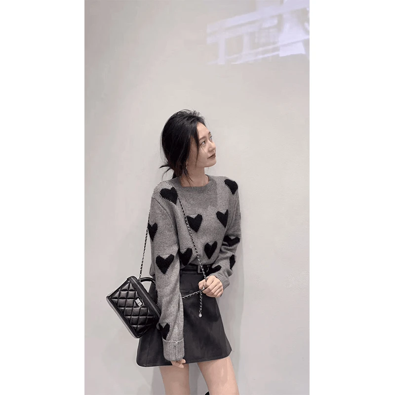 韩版圆领毛衣秋冬季2025新款时尚洋气宽松百搭上衣修身显瘦半身裙