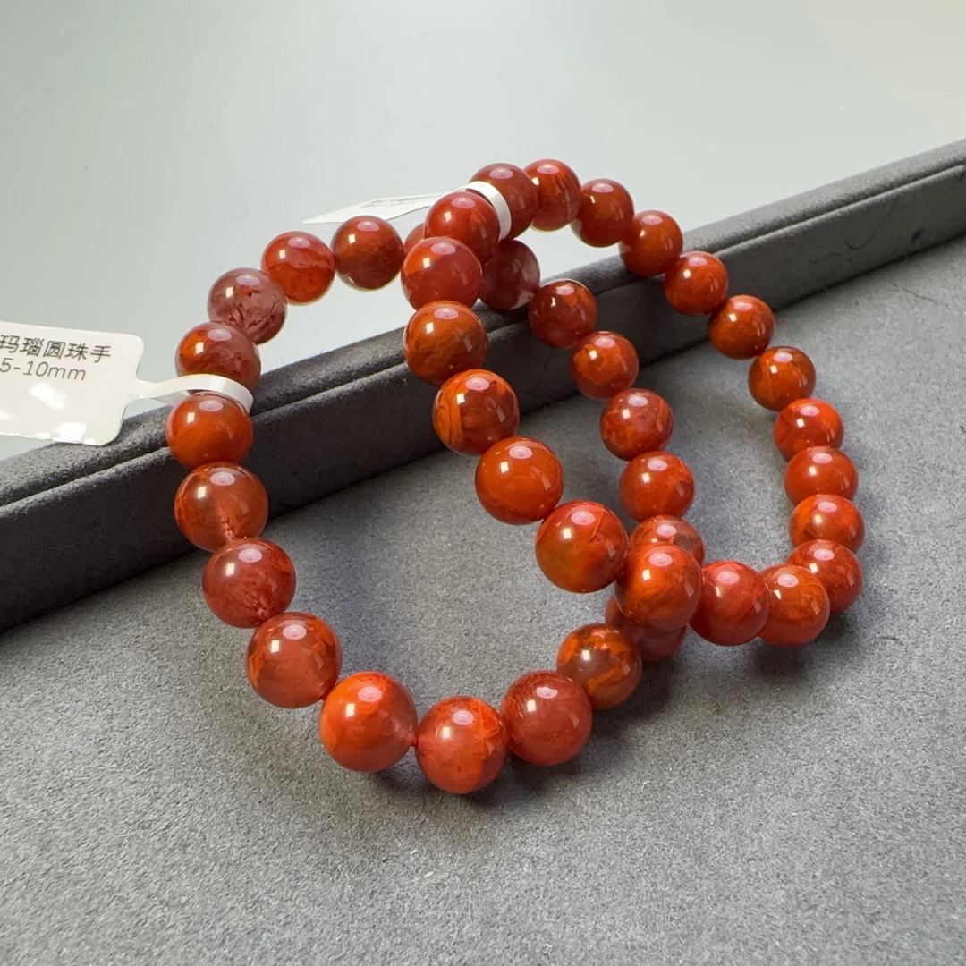 南红玛瑙圆珠手串9.5-10mm多样性发一