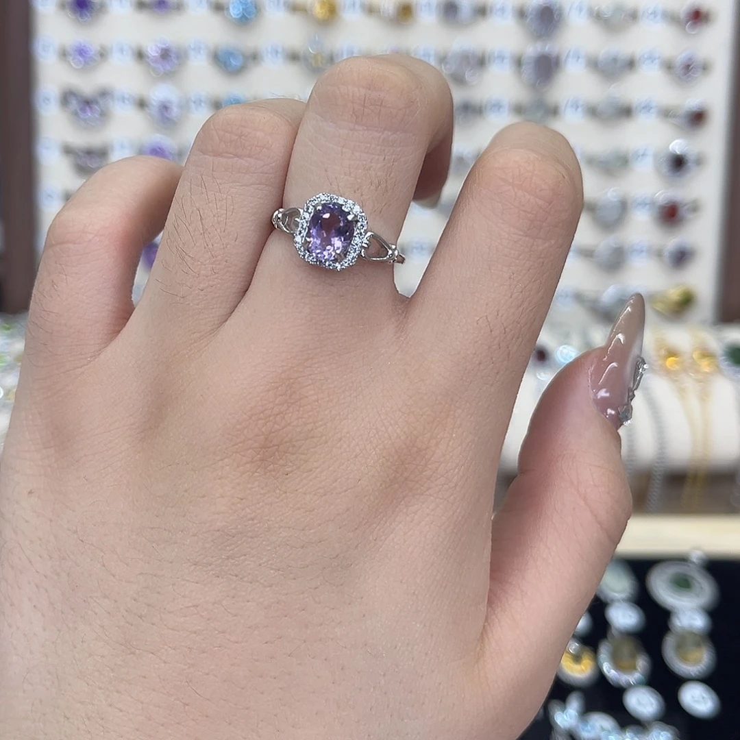 戒指银S925镶嵌紫晶