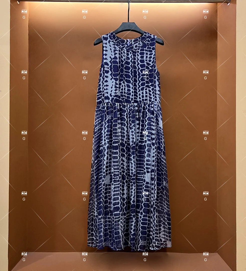 【L姐】夏季新款复古时尚百搭印花无袖连衣裙 H-571