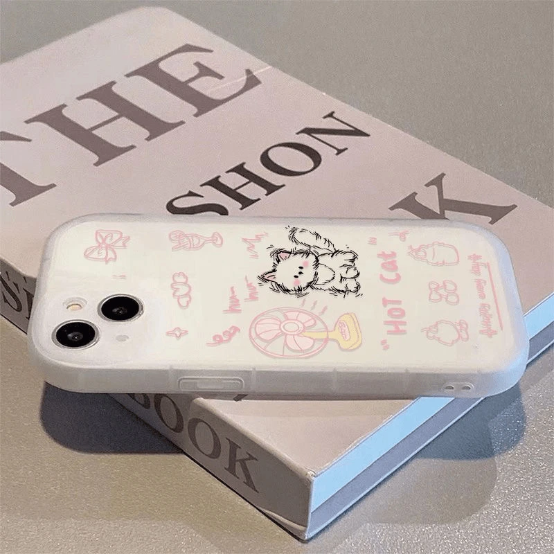 吹风小猫适用于苹果16PROMAX15iPhone13手机壳14简约12小众手机套