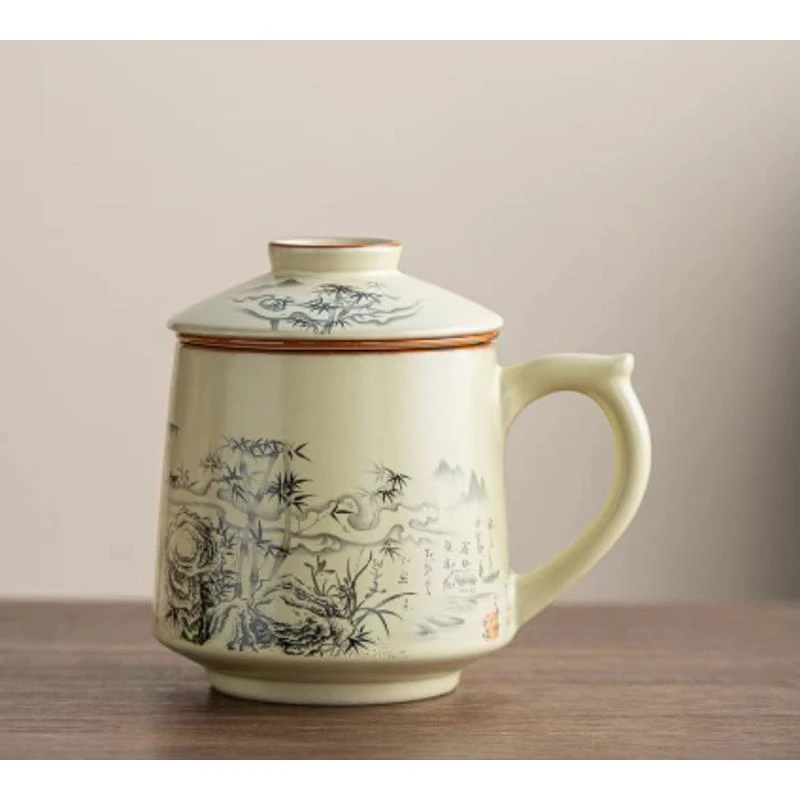 C0024-米黄【墨竹】办公杯18