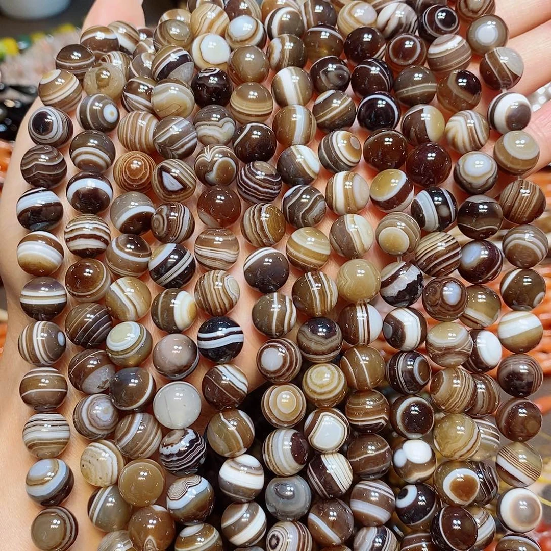 玛瑙/玉髓散珠天然美拉德10mm蚕丝眼睛玛瑙一条