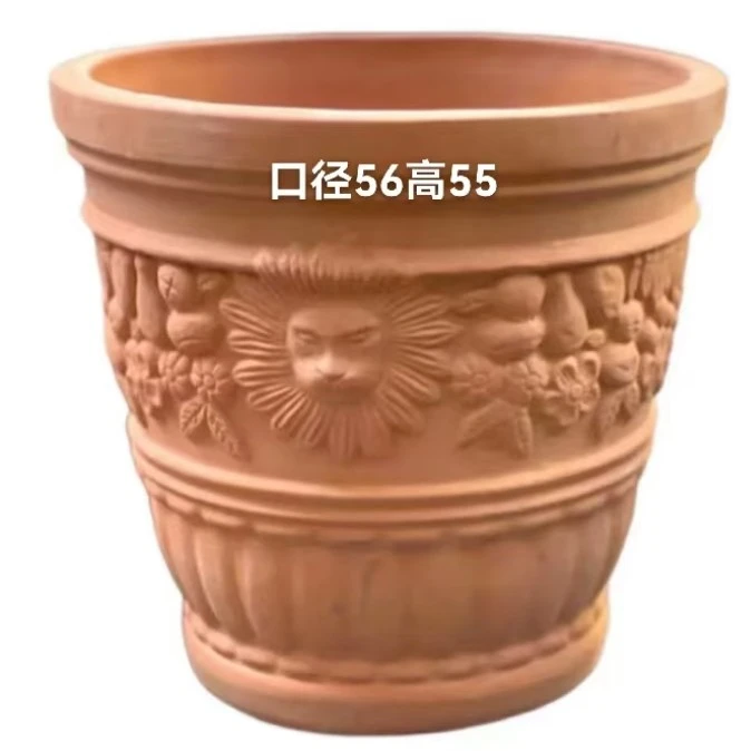 经典欧式狮子头浮雕红陶花盆陶罐土陶粗陶吸水手工家用