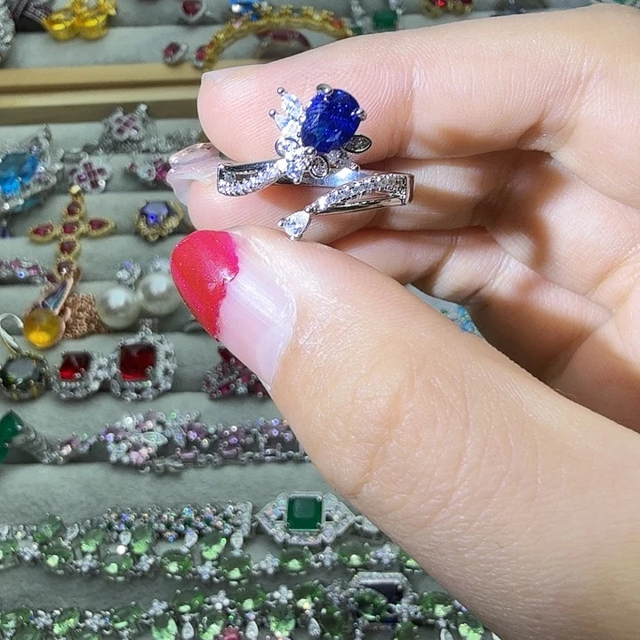 烟晶银S925镶嵌戒指