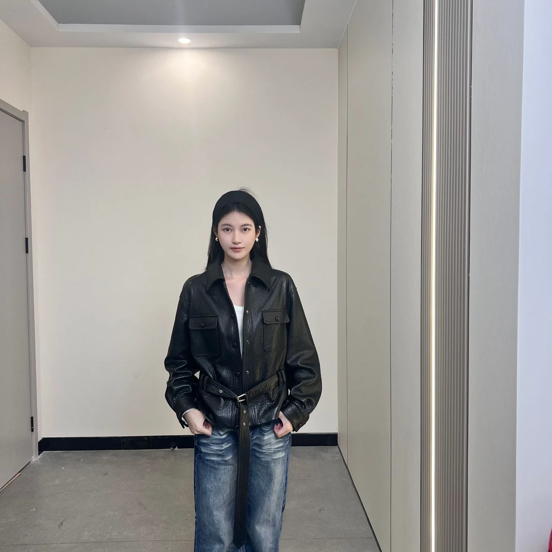 宋佳同款海宁真皮皮衣收腰外套女士羊皮2025杨树林春款