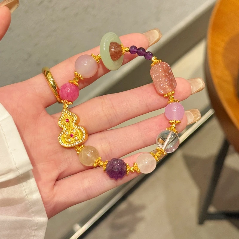 铜合金手链 万事如意炸珠葫芦多宝水手串 S032