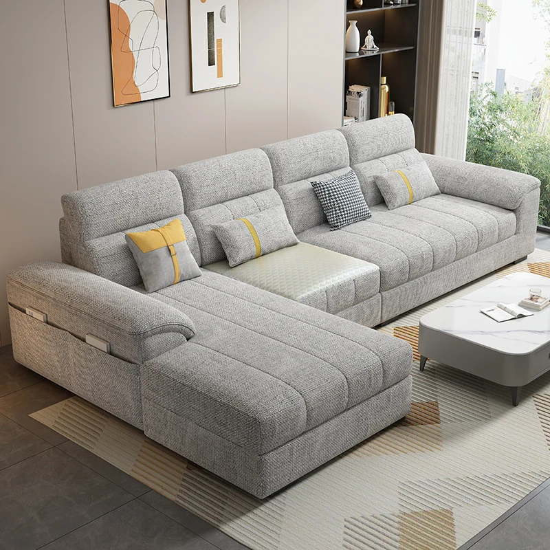 新款冬夏两用沙发布艺雪尼尔沙发猫抓皮沙发客厅贵妃直排沙发组合