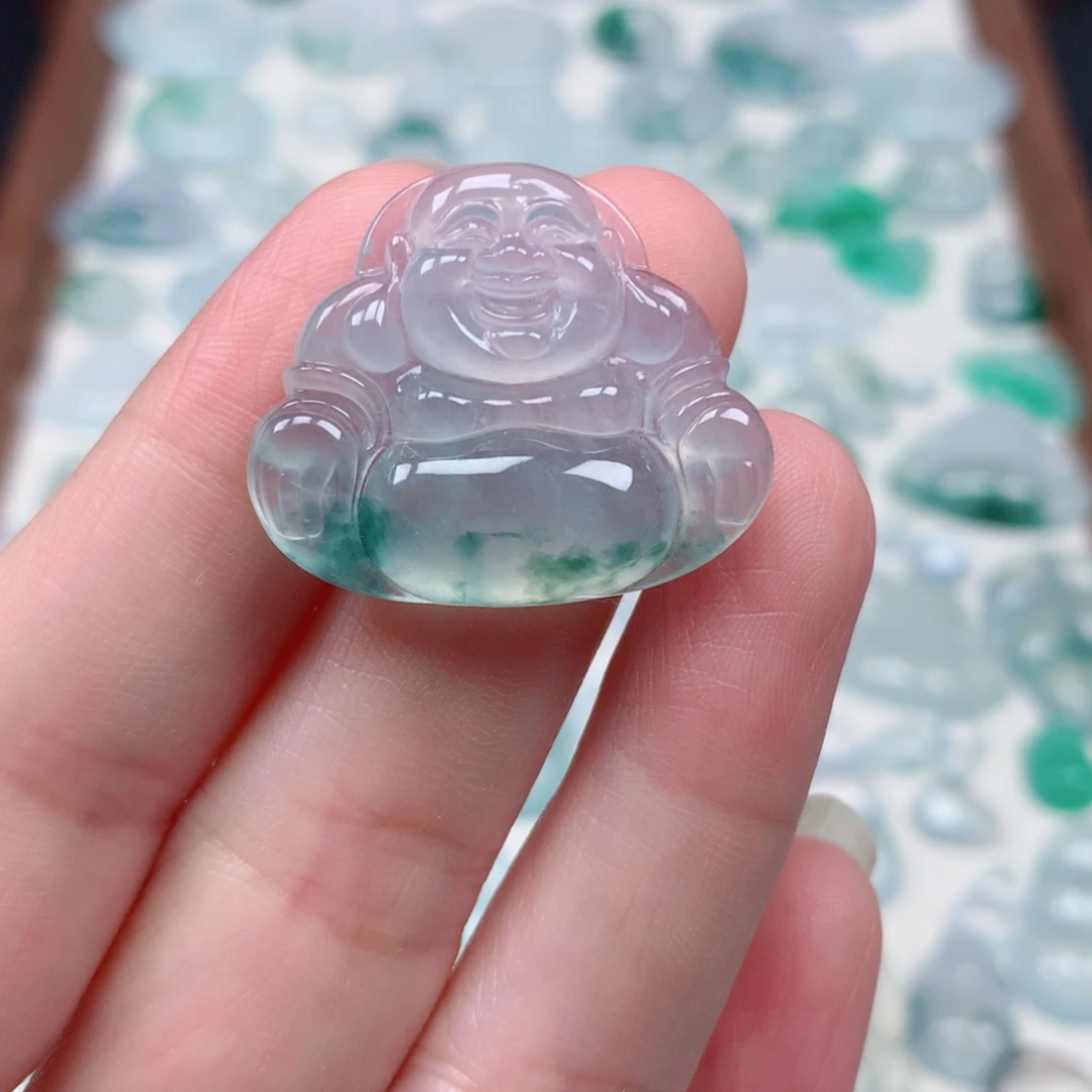 翡翠未镶嵌颈饰冰种飘花佛公