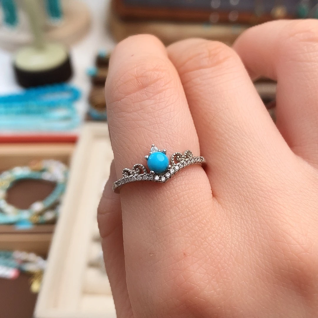 绿松石精品戒指银S925镶嵌