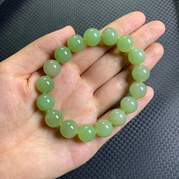 和田玉翠青手串卡11-12珠经