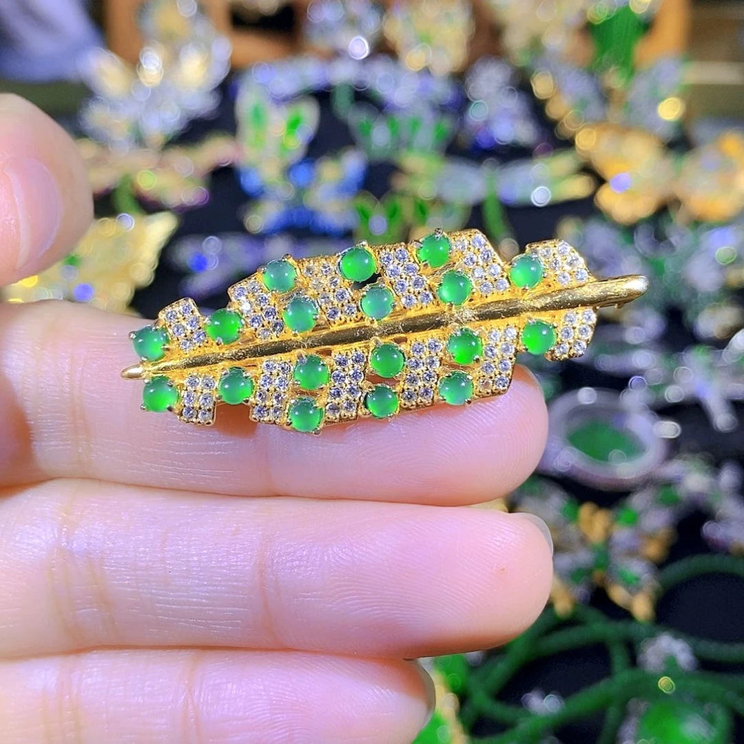 吊坠(不含链)银S925镶嵌翡翠