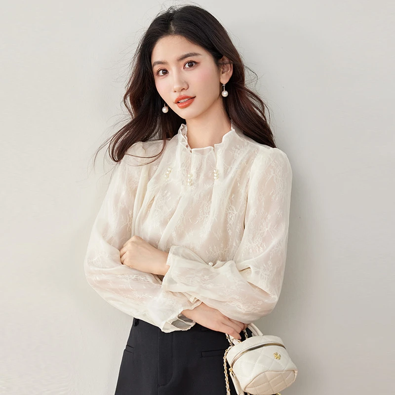 2025春季新款打底雪纺衫洋气 小衫法式复古