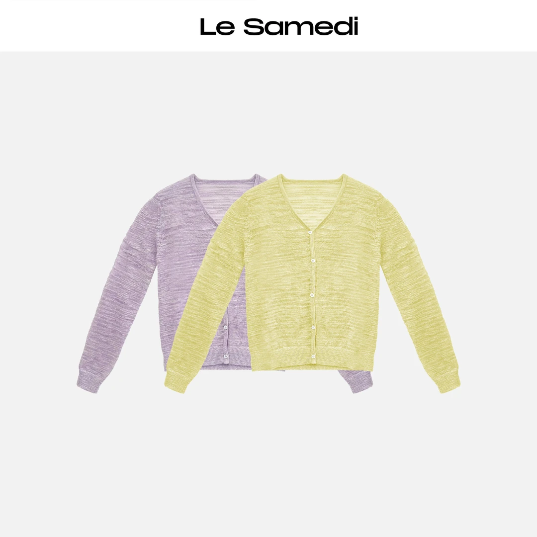Le Samedi【流动沙冰】清凉果缤纷 亚麻肌理感 V领针织开衫