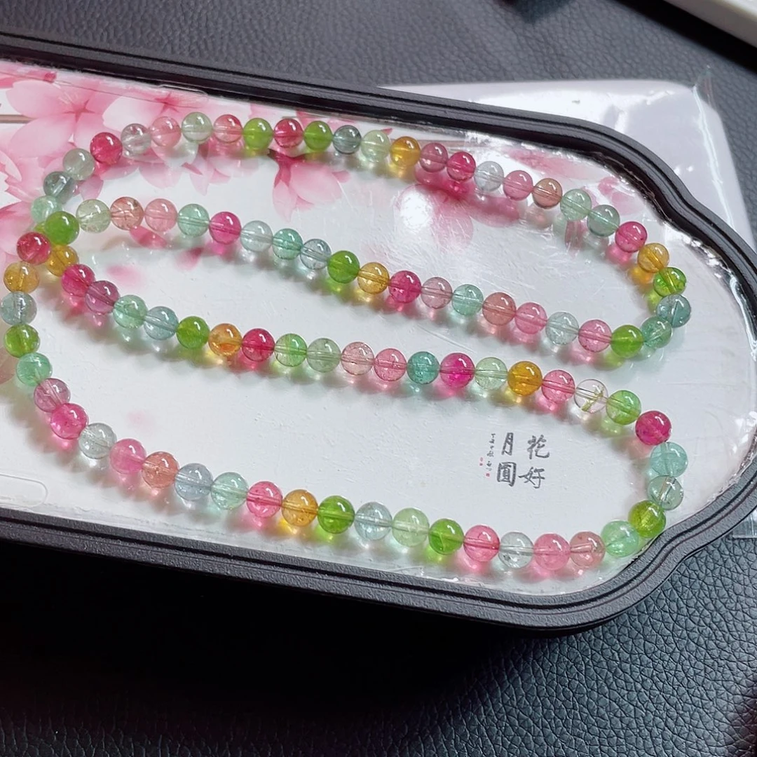 碧玺未镶嵌手链6.6mm左右