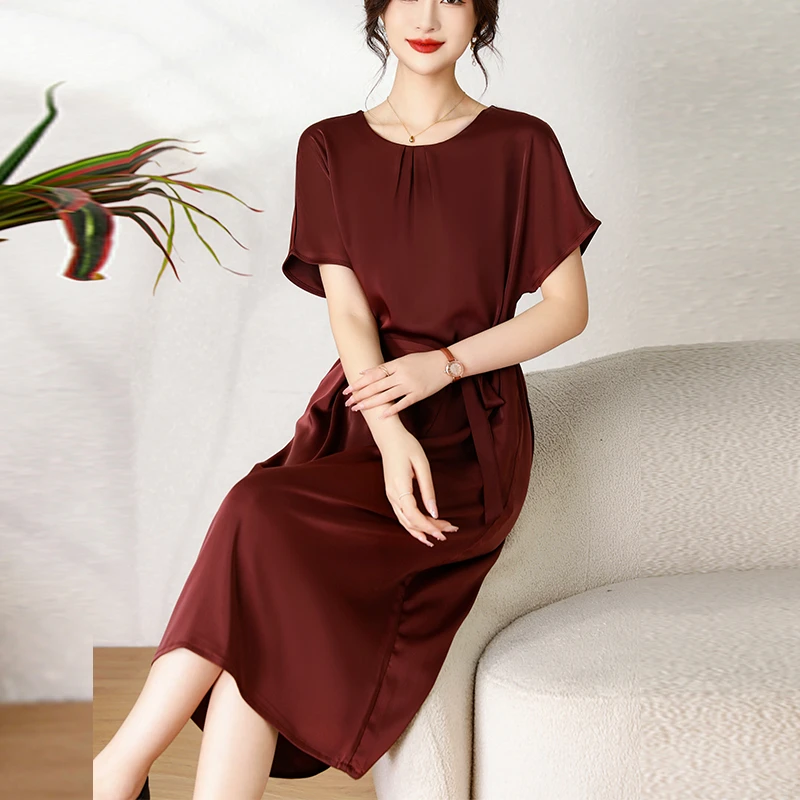 【玲玲专属】夏季新款时尚女装气质百搭收腰连衣裙洋气妈妈装6275