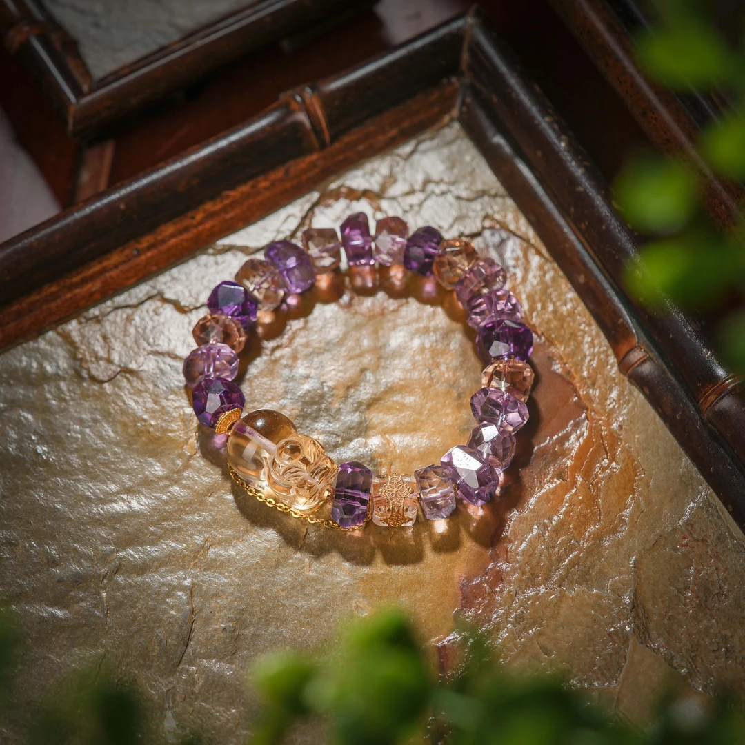 金贵人·紫黄晶18K金高定手串AS0039设计款手链女款约11mm