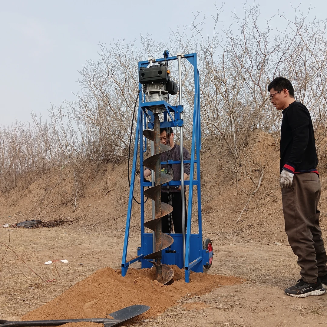 小型灌注打孔机注浆螺旋取土机配支架式四冲程钻机