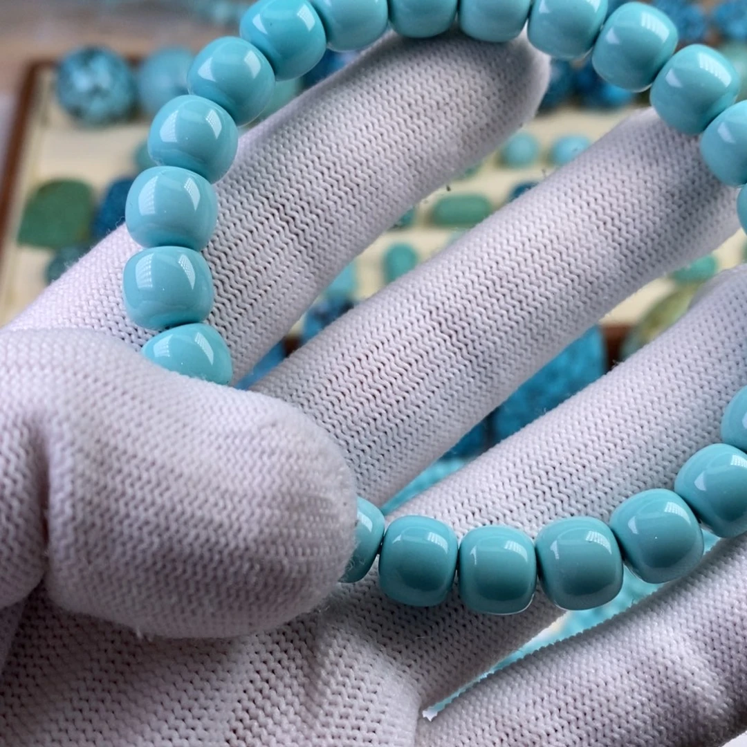 绿松石珠宝奇石未镶嵌老型手串