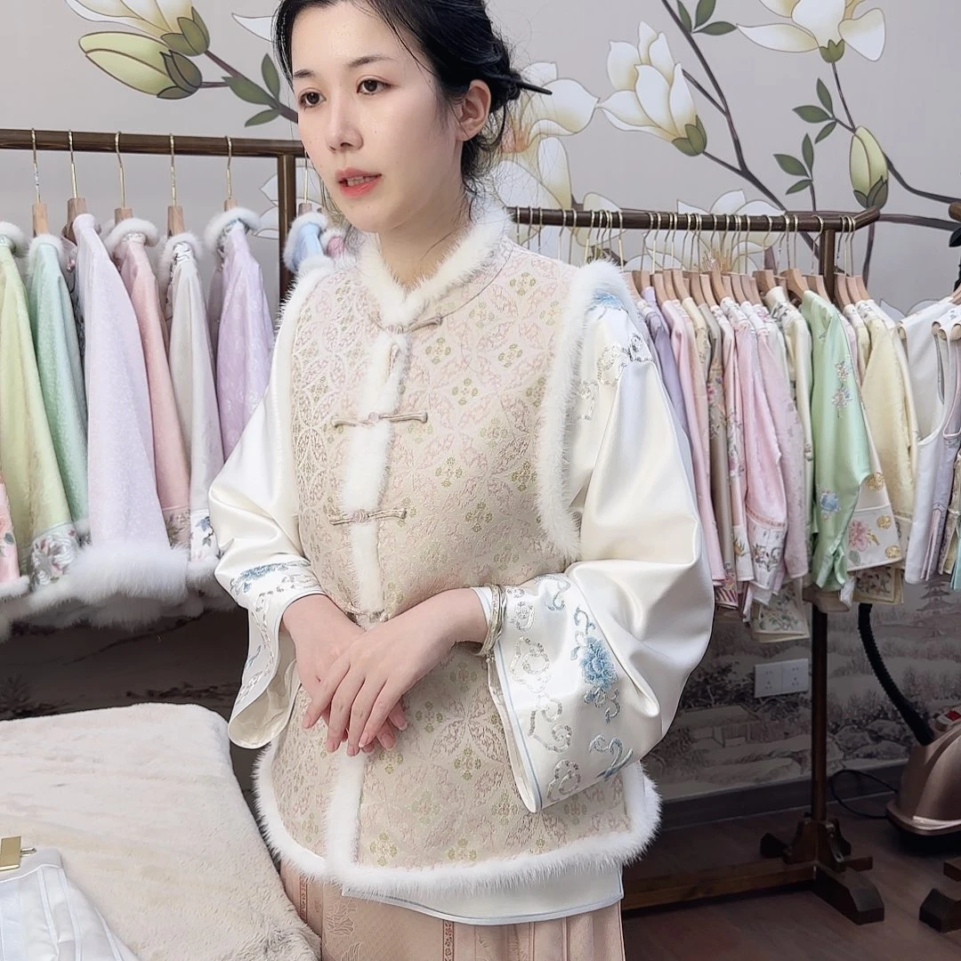 刺绣12宋锦棉马甲宋锦