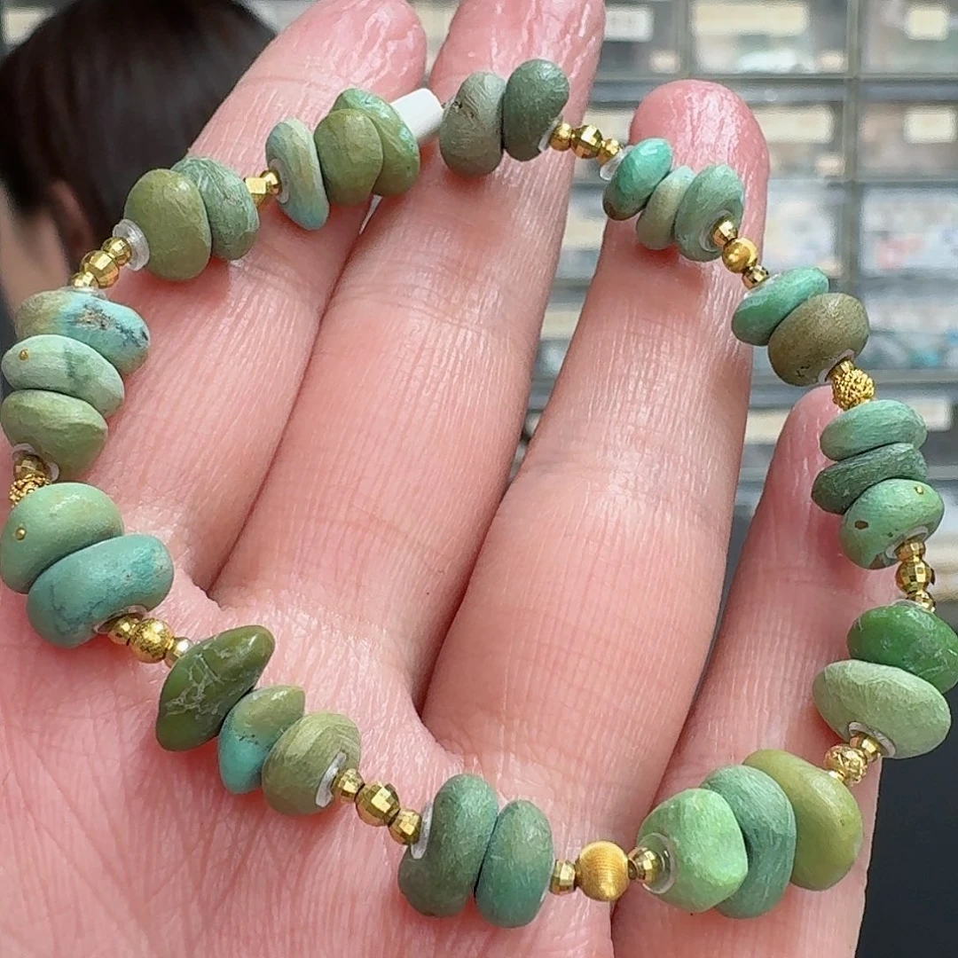 绿松石珠宝奇石18K金镶嵌