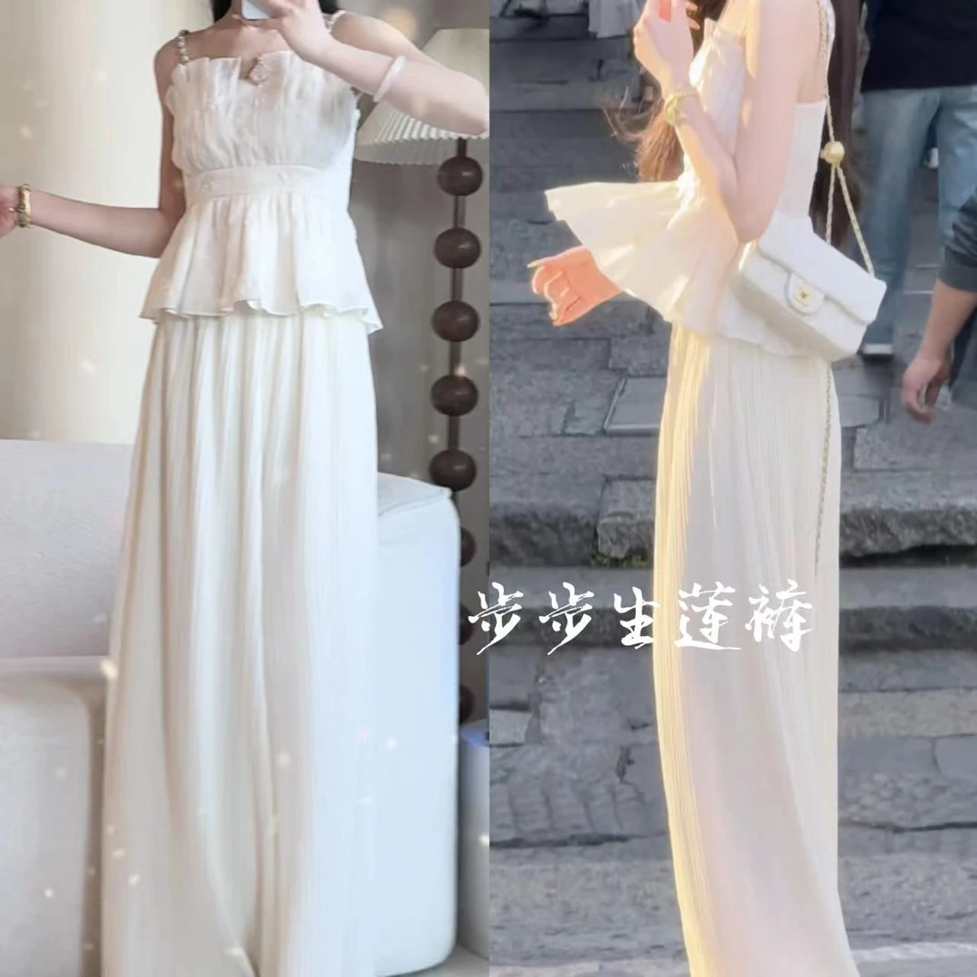 【婷婷】《年轮》树纹裤 艺术压褶垂感阔腿凉凉裤2FTX152