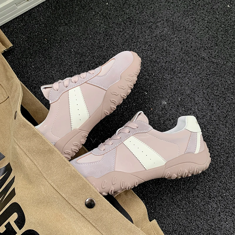 珂蝶娜真皮复古德训鞋女拼色阿甘鞋2025新款真皮透气软底运动休闲